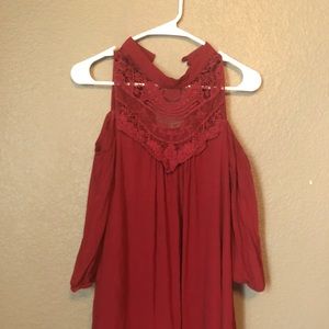 Off the shoulder Maroon/Red knee length dress